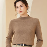 Half Turtleneck Pullover Long Sleeve Slim Knitted Cashmere Sweater